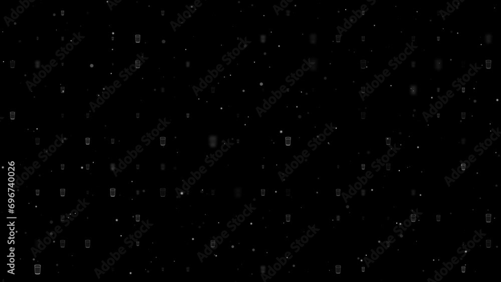 Poster template animation of evenly spaced glass symbols of different sizes and opacity. animation of trans