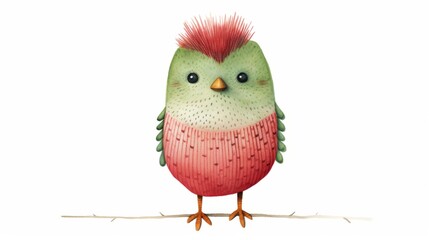 Cute bird watercolor illustration in Christmas style. Funny animal in clothes.