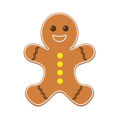 Obraz premium Gingerbread man vector illustration isolated on white background.