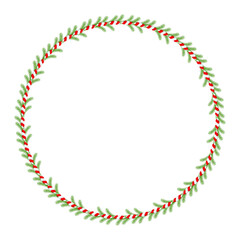 Christmas round floral wreath frame. Winter holiday decoration