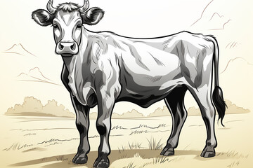 cartoon style of a cow