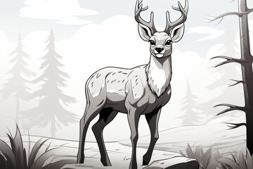 cartoon style of a deer