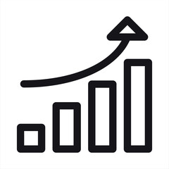Vector money growth icon. Line business icon of growing chart. Finance concept. Increase money sign. Editable stroke. Growing bar graph outline icon.