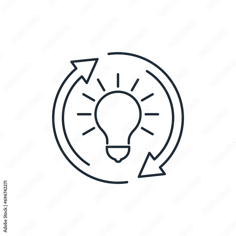 Poster shiny top idea and movement arrows. a new generation of thinking. vector linear icon illustration is