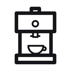 Coffeemaker, coffe machine vector line icon. Barista equipment linear logo. Outline symbol for cafe, bar, shop.