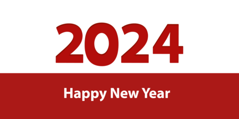 Happy new year 2024 with 3D retro full color design template. 2024 new year celebration concept for greeting card, banner and post template