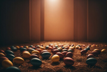 easter eggs in dark room
