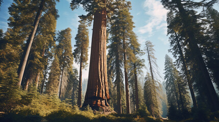Giant sequoia majestic trees copy space for texture