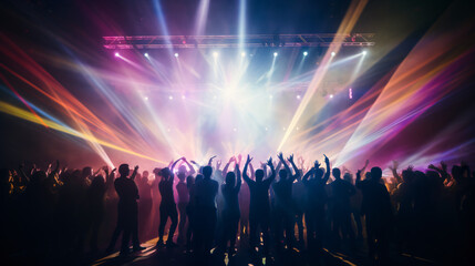 Fototapeta na wymiar Crowd people dancing in the nightclub