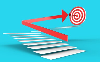 Successful go on-target, Winning over the competitors, Follow the dream, Conquer the goal, Overcome the obstacle, Creative concept on Blue background