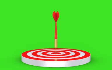 Successful go on-target, Winning over the competitors, Follow the dream, Conquer the goal, Overcome the obstacle, Creative concept on green background