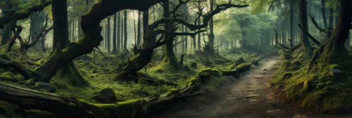 A panoramic view of a winding forest path © ColdFire
