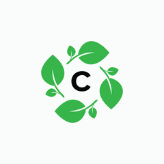 letter c organic leaf botanical product modern logo design graphic vector