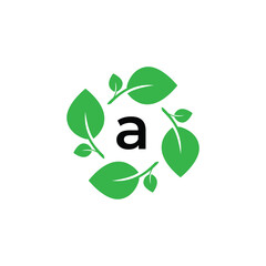 letter a organic leaf botanical product modern logo design graphic vector