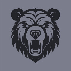 Fototapeta premium bear logo vector angry ferocious brave scary beast wild exuberant grizzly nature forest