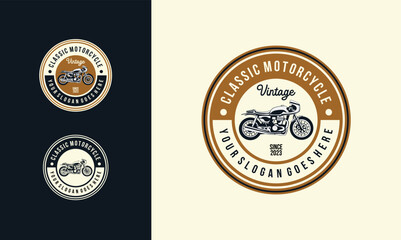 Custom motorcycle logo design vector. Motorcycle custom vintage illustration isolated. © zuriya