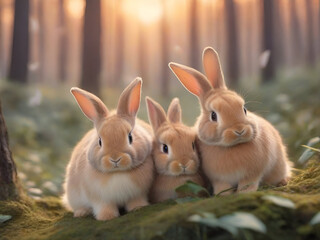 Obraz premium cute two rabbit lover for valentine's day