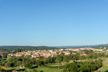 Panoramic view of the Ourense town of Allariz on a clear day. Galicia, Spain.
