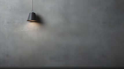 Gray wall with lighting from a metal black lamp. Modern universal for presentation background