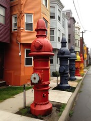 Fototapeta na wymiar Urban Quirk: Captivating Fire Hydrants for Apartment Aesthetics