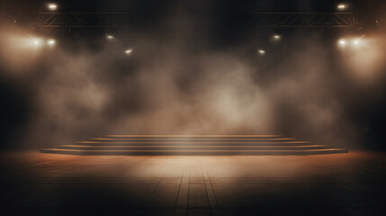 Empty misty dark stage background
