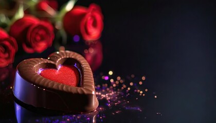 Cuore di cioccolato con crema rossa, San Valentino - obrazy, fototapety, plakaty
