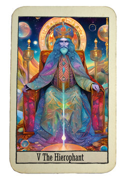 Tarot card 5 the hierophant or high priest 