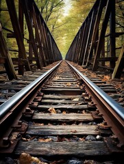 Fototapeta na wymiar Converging Lines: Railroad Tracks Prints for a Stunning Hallway