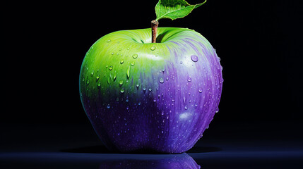 Green & purple apple from top view