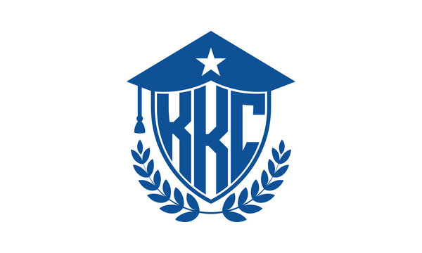 KKC three letter iconic academic logo design vector template. monogram, abstract, school, college, university, graduation cap symbol logo, shield, model, institute, educational, coaching canter, tech	