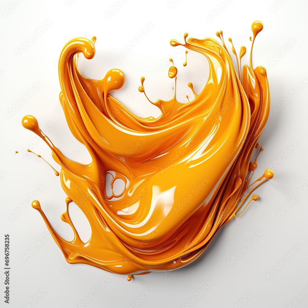 Poster 3d orange paint splat isolated object in white background