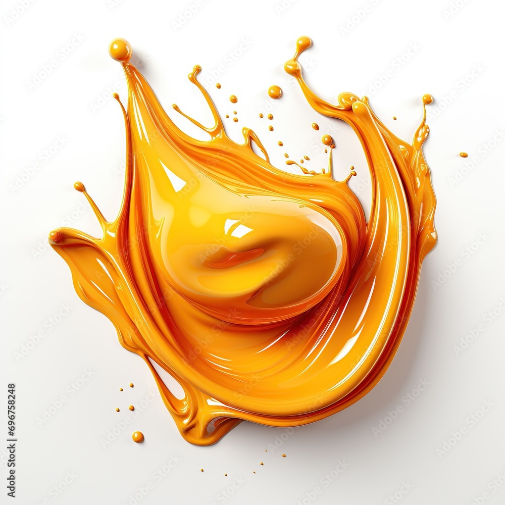 Poster 3d orange paint splat isolated object in white background