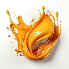3d orange paint splat isolated object in white background