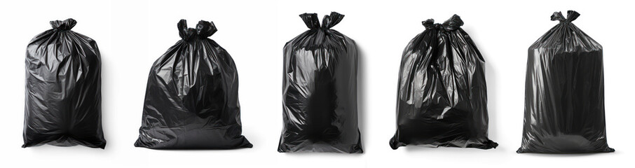 A collection of trash bag different shape on a transparency background - obrazy, fototapety, plakaty