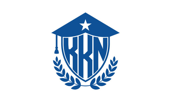 KKN three letter iconic academic logo design vector template. monogram, abstract, school, college, university, graduation cap symbol logo, shield, model, institute, educational, coaching canter, tech	