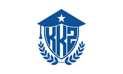 KKZ three letter iconic academic logo design vector template. monogram, abstract, school, college, university, graduation cap symbol logo, shield, model, institute, educational, coaching canter, tech	