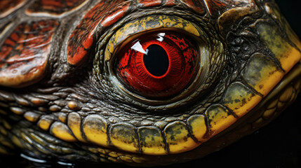 Eyes of red-eared slider turtle