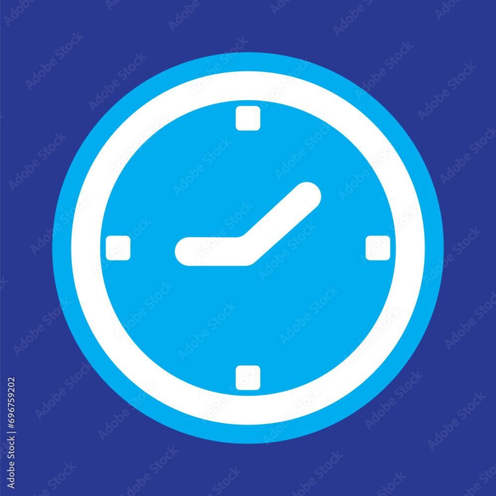 Poster blue clock icon in trendy flat style isolated on background. clock icon page symbol for your web sit