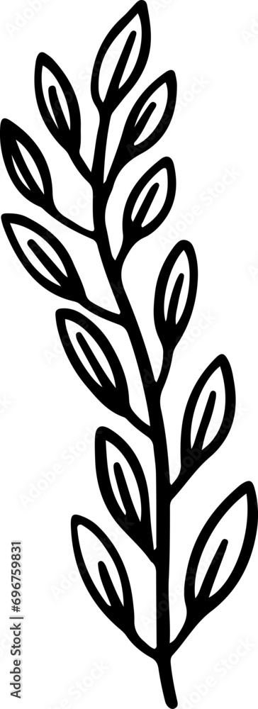 Wall mural doodle sketch plant with leaves floral 