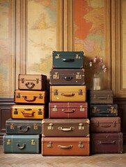 Vintage Suitcases: Hallway of Adventure and Travel Nostalgia