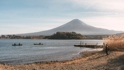 mount fuji in autumn, taken from lake kawaguchiko