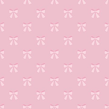 seamless pattern of cute, bright, pastel pink bow drawing. cartoon style.