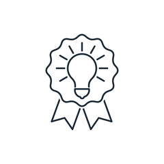 Identification of the best idea or proposal. Creative Award. Vector linear icon illustration isolated on white background.