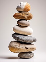Fototapeta na wymiar Zen Stones: Serene and Balanced Rock Meditations for Yoga Studios