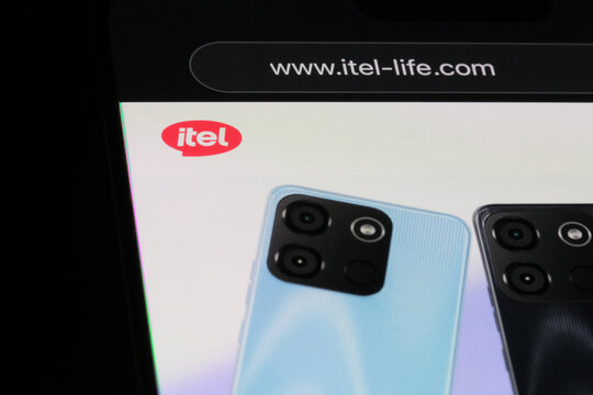 Shanghai,China-Dec. 21st 2023: Transsion Holdings's Itel mobile phone on official website. 
