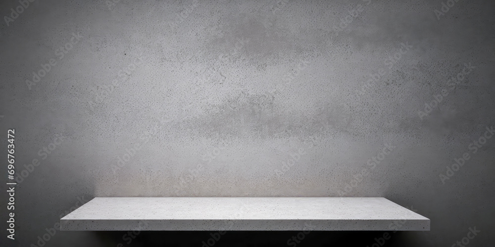 Aufkleber empty shelf. minimalistic background for product presentation. gray empty shelf on grey wall. backgr