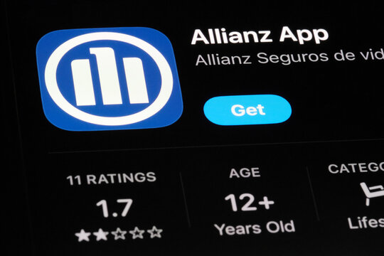 Shanghai,China-Dec. 21st 2023: Allianz app icon and company brand logo