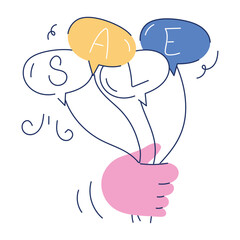 A mini illustration of sale balloons, doodle style 