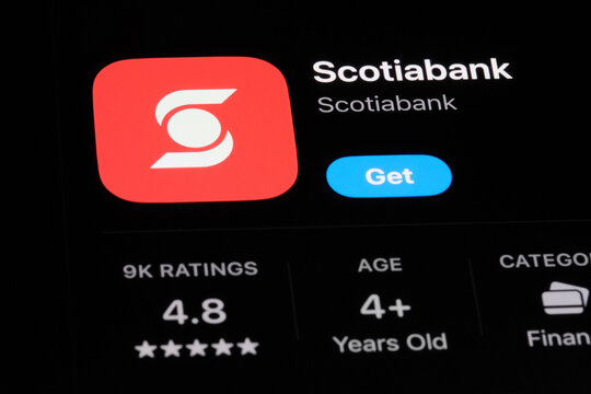 Shanghai,China-Dec.21st 2023: Scotiabank (Bank of Nova Scotia) app icon and company brand logo