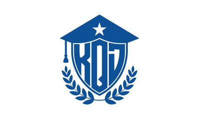 KQD three letter iconic academic logo design vector template. monogram, abstract, school, college, university, graduation cap symbol logo, shield, model, institute, educational, coaching canter, tech	